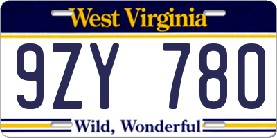 WV license plate 9ZY780