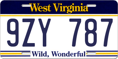 WV license plate 9ZY787