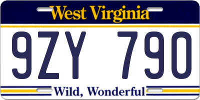 WV license plate 9ZY790