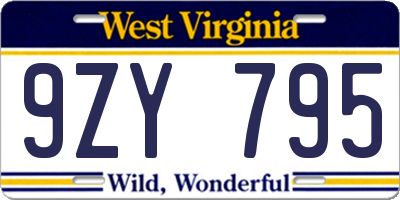 WV license plate 9ZY795