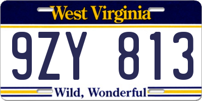 WV license plate 9ZY813