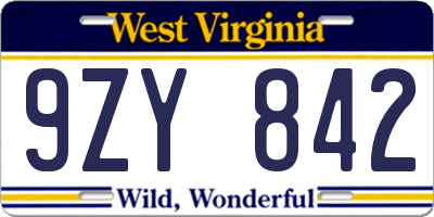 WV license plate 9ZY842