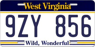 WV license plate 9ZY856