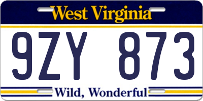 WV license plate 9ZY873