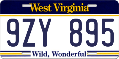 WV license plate 9ZY895