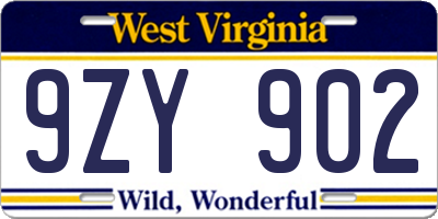 WV license plate 9ZY902