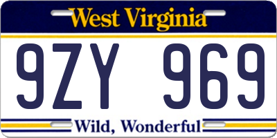 WV license plate 9ZY969