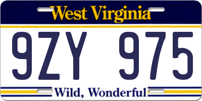 WV license plate 9ZY975