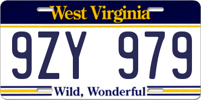WV license plate 9ZY979