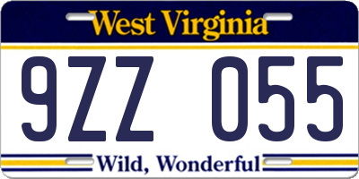 WV license plate 9ZZ055