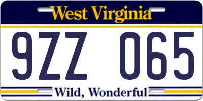 WV license plate 9ZZ065
