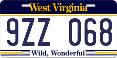 WV license plate 9ZZ068