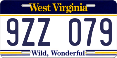 WV license plate 9ZZ079