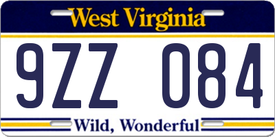 WV license plate 9ZZ084