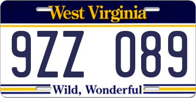WV license plate 9ZZ089