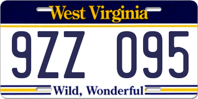 WV license plate 9ZZ095