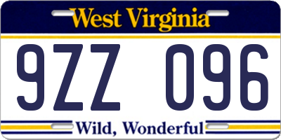 WV license plate 9ZZ096
