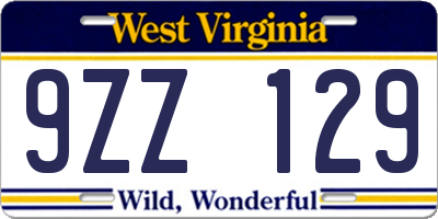 WV license plate 9ZZ129