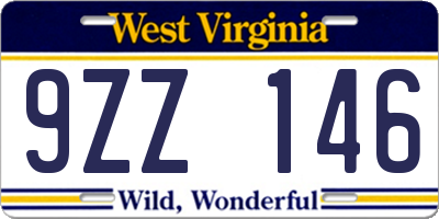 WV license plate 9ZZ146
