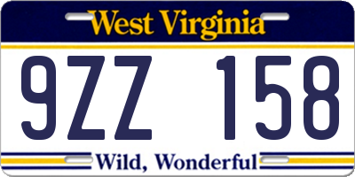 WV license plate 9ZZ158