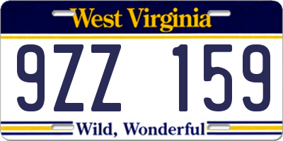 WV license plate 9ZZ159