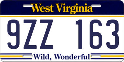WV license plate 9ZZ163