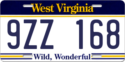 WV license plate 9ZZ168