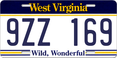 WV license plate 9ZZ169