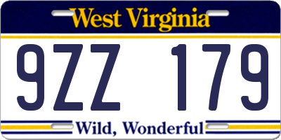 WV license plate 9ZZ179