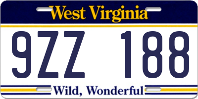 WV license plate 9ZZ188