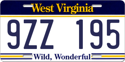 WV license plate 9ZZ195