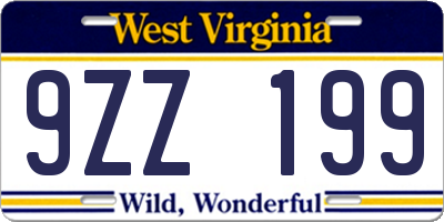 WV license plate 9ZZ199