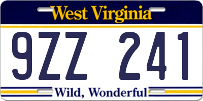 WV license plate 9ZZ241