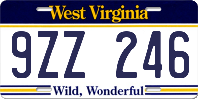 WV license plate 9ZZ246