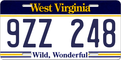 WV license plate 9ZZ248