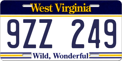 WV license plate 9ZZ249