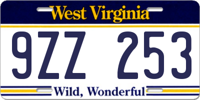 WV license plate 9ZZ253