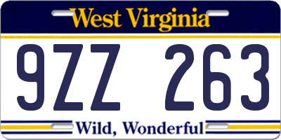WV license plate 9ZZ263