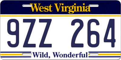 WV license plate 9ZZ264