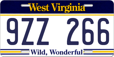 WV license plate 9ZZ266