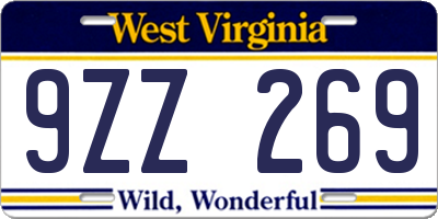 WV license plate 9ZZ269