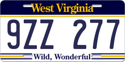 WV license plate 9ZZ277