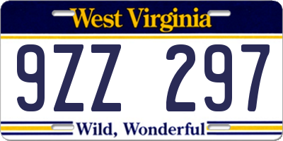 WV license plate 9ZZ297