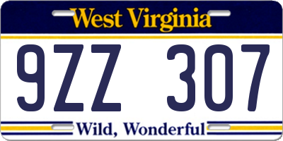 WV license plate 9ZZ307
