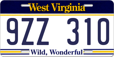 WV license plate 9ZZ310