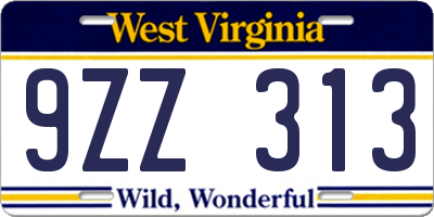 WV license plate 9ZZ313