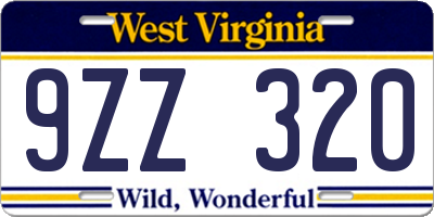 WV license plate 9ZZ320