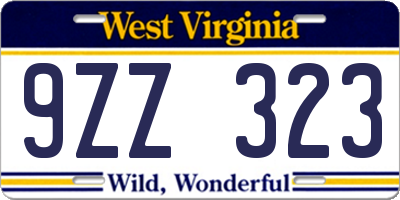 WV license plate 9ZZ323