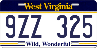WV license plate 9ZZ325