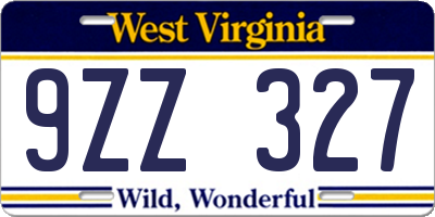 WV license plate 9ZZ327